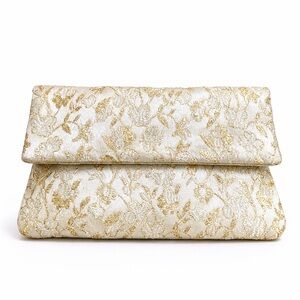 Vintage B. Dainty Gold Brocade Clutch Wallet Kiss Lock Evening Bag